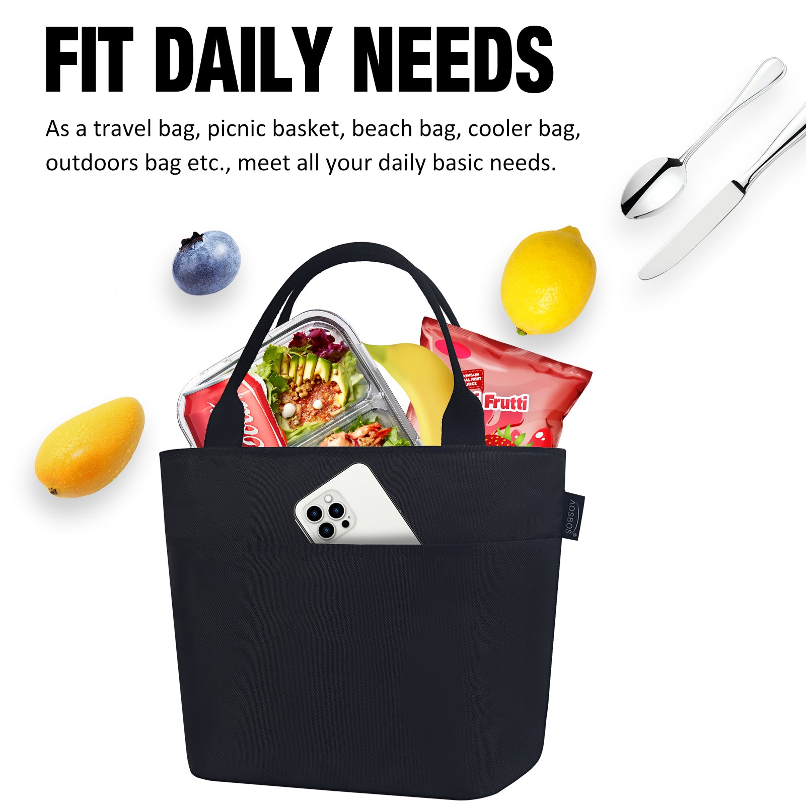 Aosbos Lunch Bag Women Insulated Lunch Bags for Adult Lunch Box for Women Meal Prep Lunch Box Cooler Lunch Tote Bag Picnic Bag Lunchbox loncheras para mujer bonitas modernas - Aosbos Direct