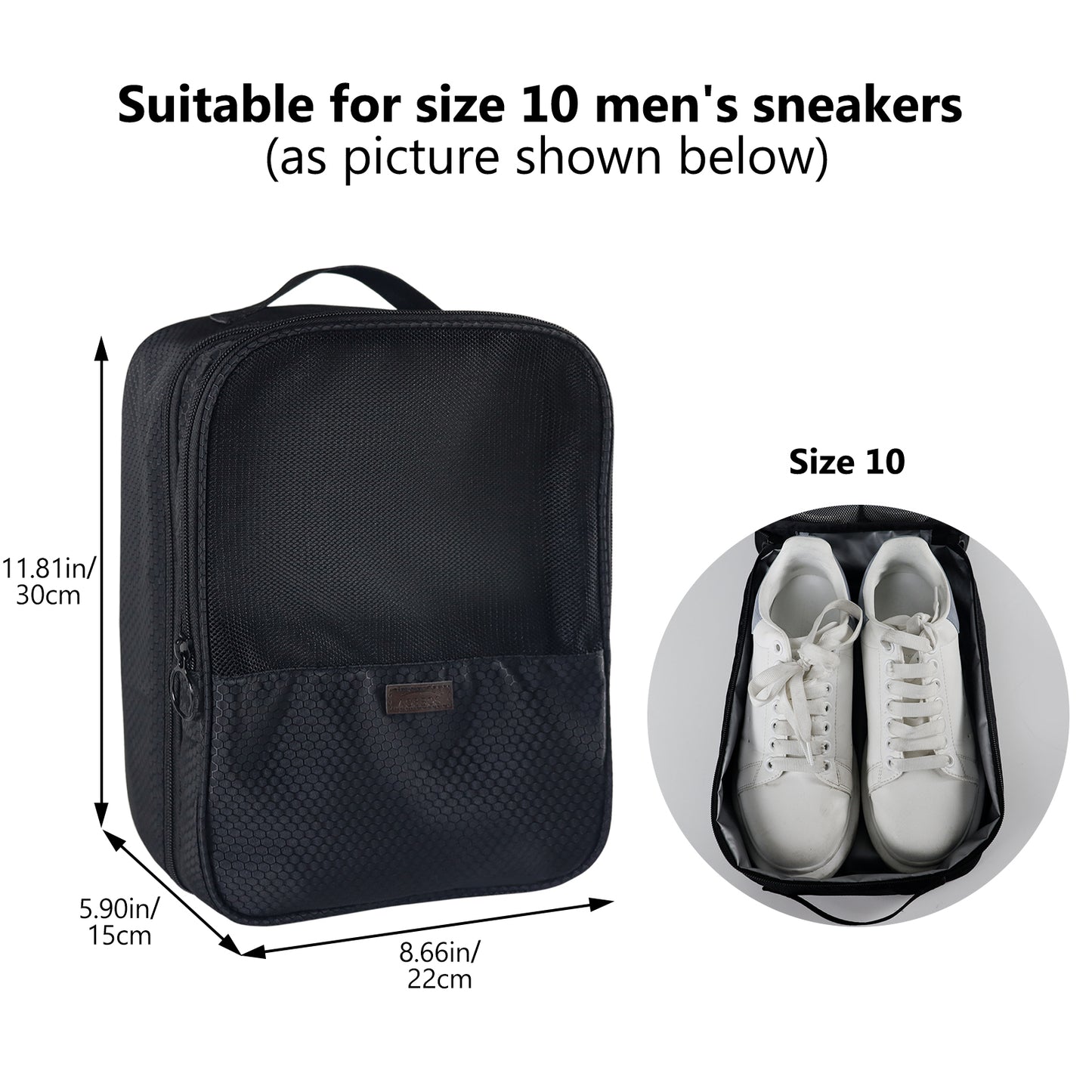 Aosbos 2-Layer Travel Shoe Bags with Trolley Sleeve - Portable Honeycomb Black Shoe Storage Pouch - Aosbos Direct