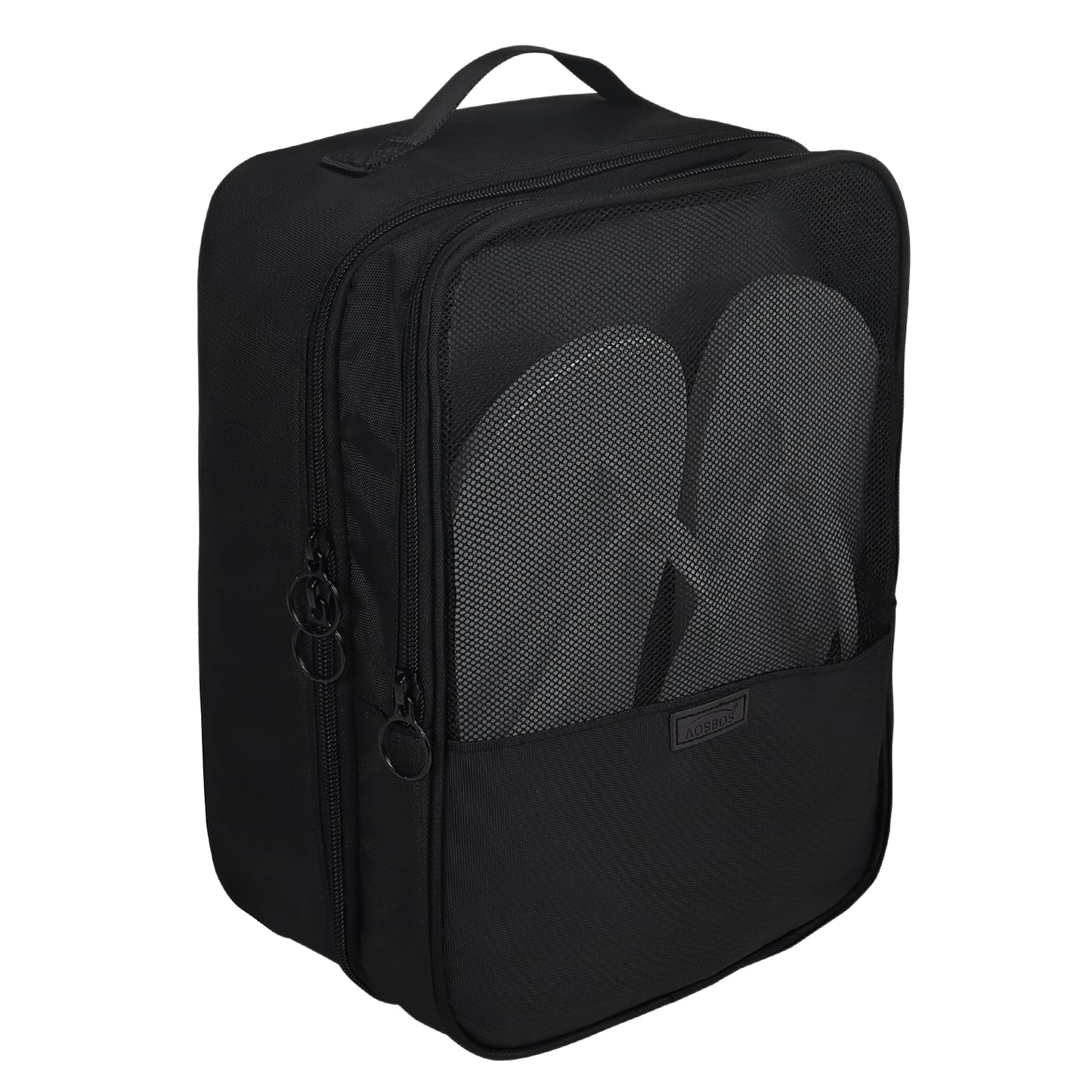 Aosbos 2-Layer Travel Shoe Bags with Trolley Sleeve – Honeycomb Black