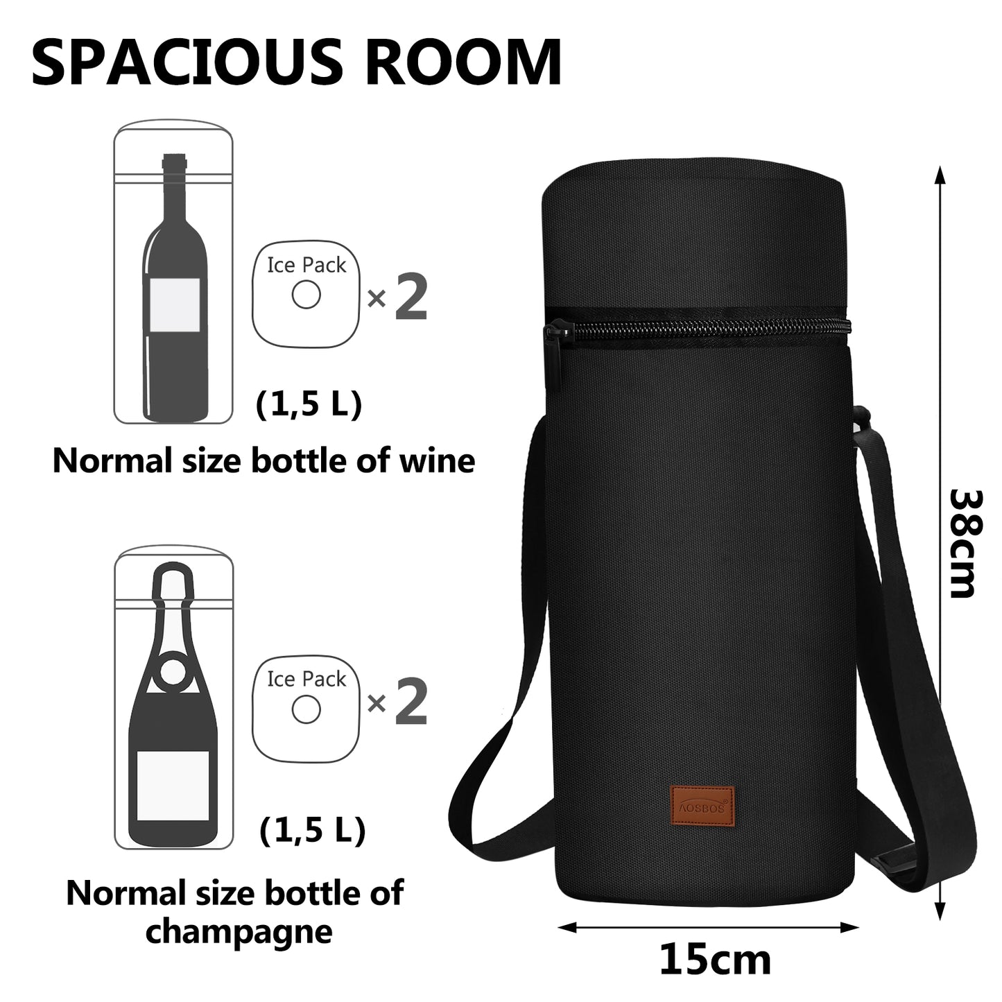Aosbos Insulated Wine Bag Portable Cooler Tote with Shoulder Strap for Travel & Picnics - Aosbos Direct