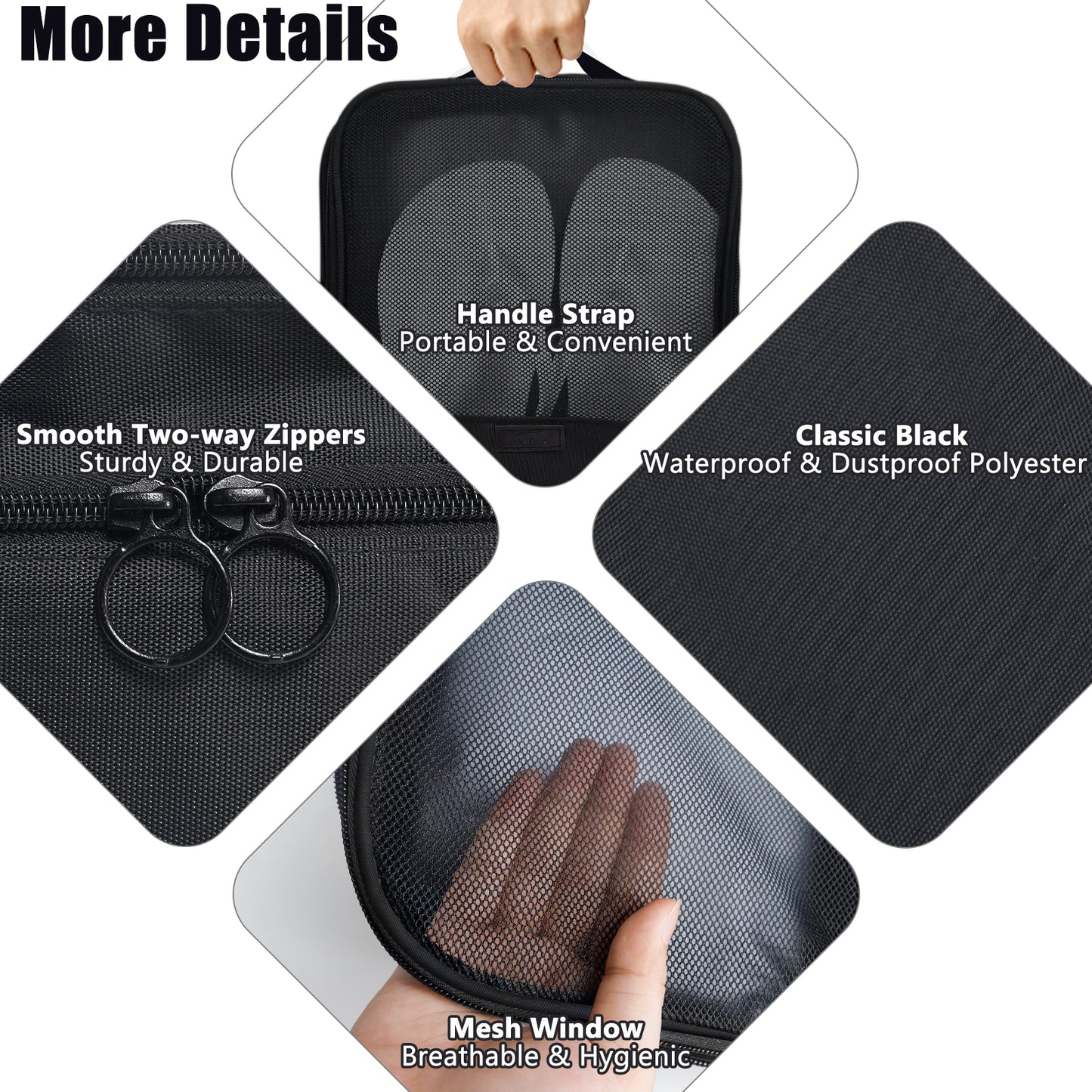Aosbos 2-Layer Travel Shoe Bags with Trolley Sleeve - Portable Honeycomb Black Shoe Storage Pouch - Aosbos Direct
