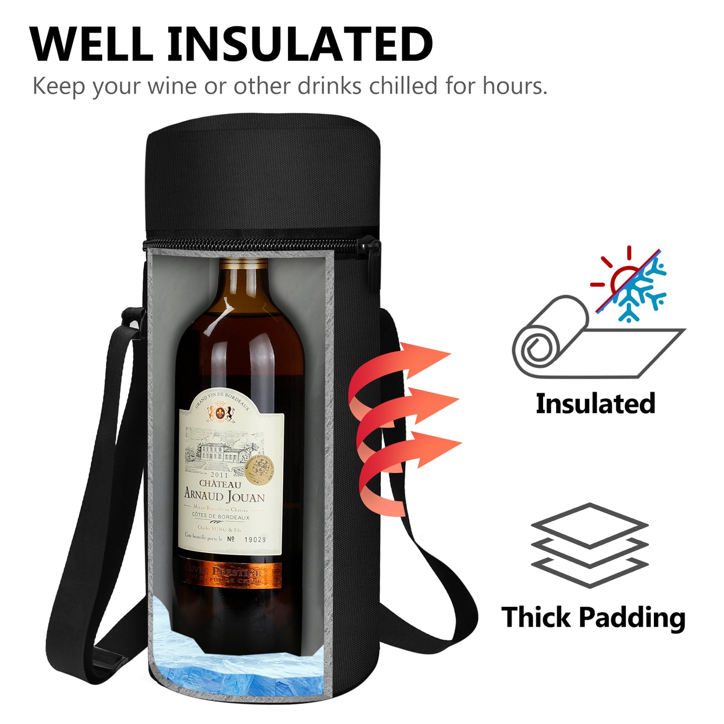 Aosbos Insulated Wine Bag Portable Cooler Tote with Shoulder Strap for Travel & Picnics - Aosbos Direct