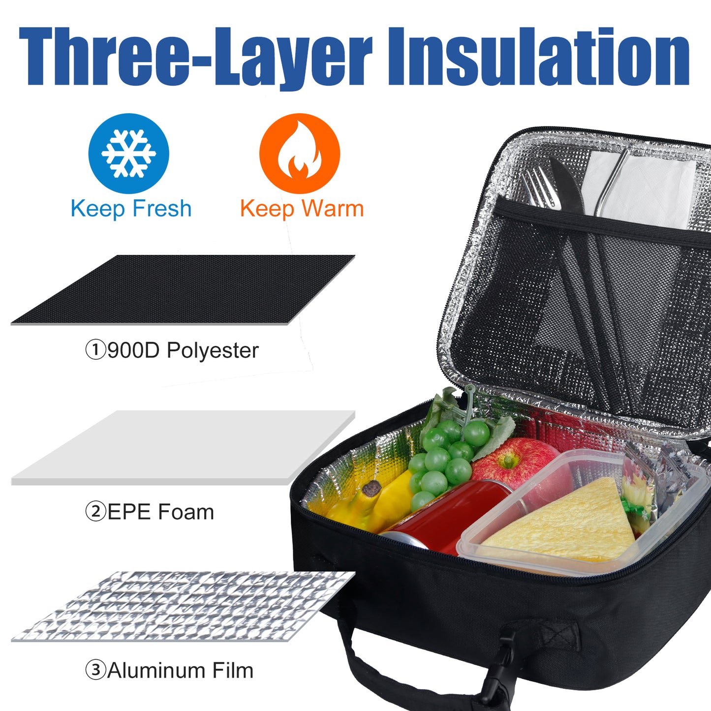 Aosbos Insulated Lunch Box for Men & Women - Portable Mini Cooler Tote Bag (Black) - Aosbos Direct