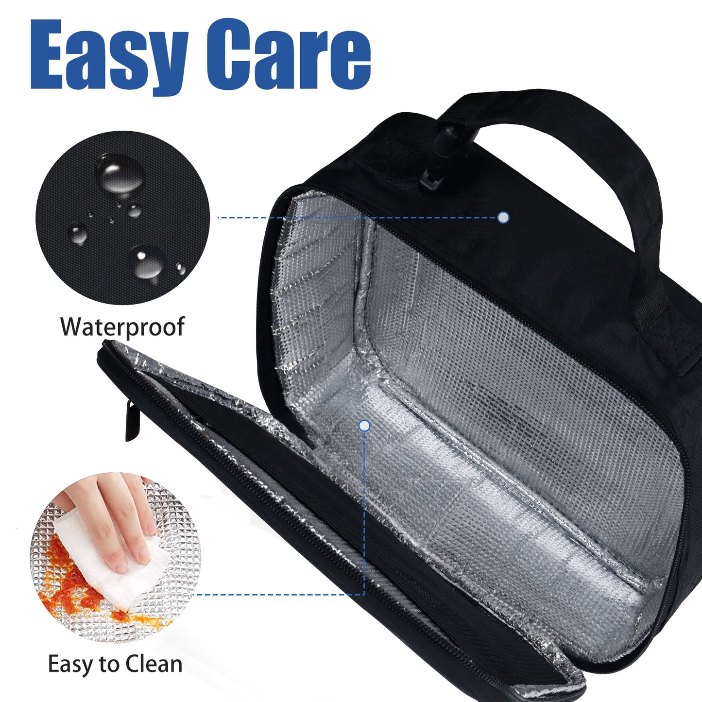 Aosbos Insulated Lunch Box for Men & Women - Portable Mini Cooler Tote Bag (Black) - Aosbos Direct