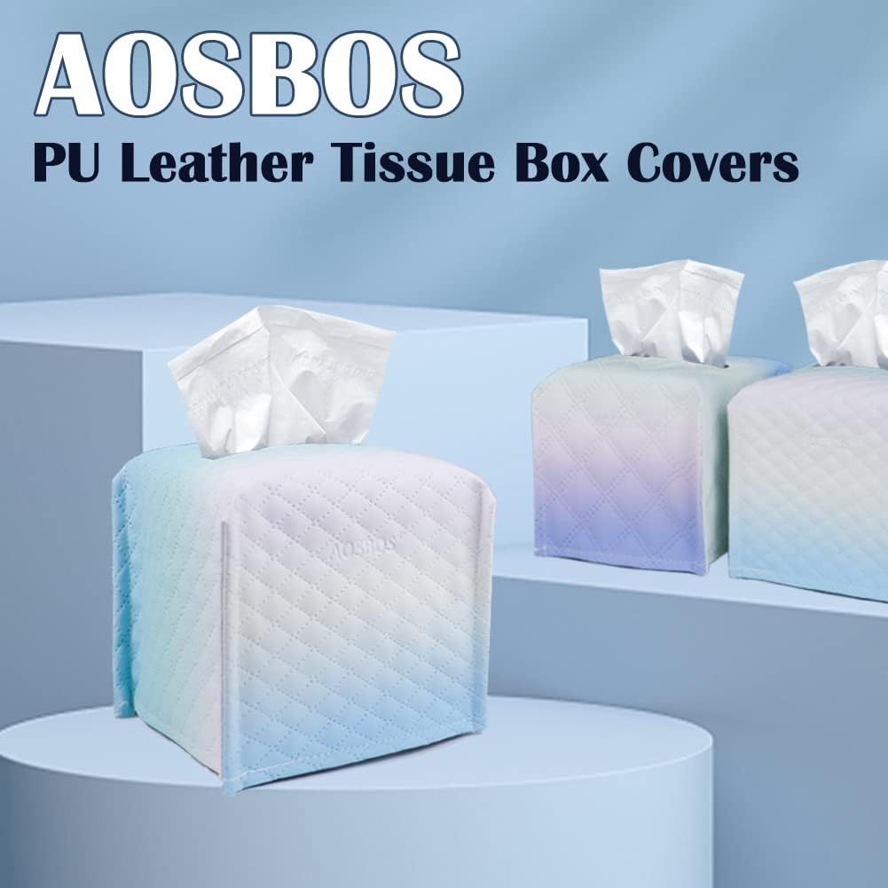 Aosbos Decorative Tissue Box Cover - 5"x5"x5" Square Holder for Bathroom, Vanity, Desk & Car, Noble Gradient Diamond - Aosbos Direct