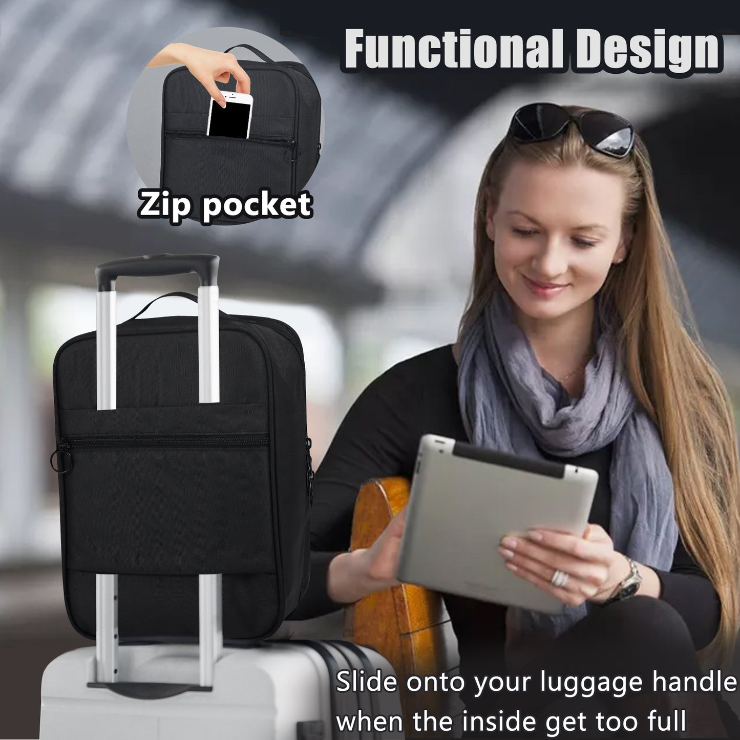 Aosbos 2-Layer Travel Shoe Bags with Trolley Sleeve - Portable Honeycomb Black Shoe Storage Pouch - Aosbos Direct