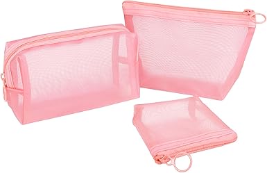 Aosbos 3-Piece Mesh Makeup Bag Set - Portable Cosmetic Pouch Organizer for Travel, Home & Office (3 Sizes) - Aosbos Direct
