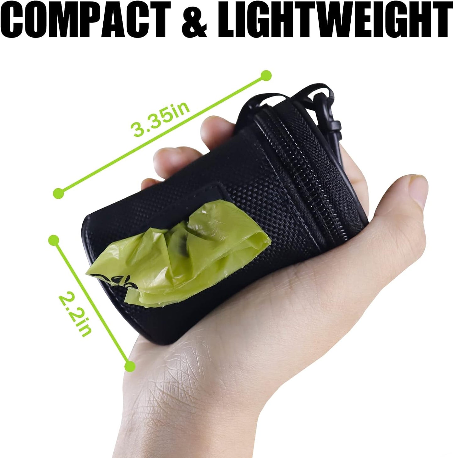Aosbos Dog Poop Bag Holder with Leash Dispenser, Adjustable Strap, Zipper Pouch, Black - Aosbos Direct