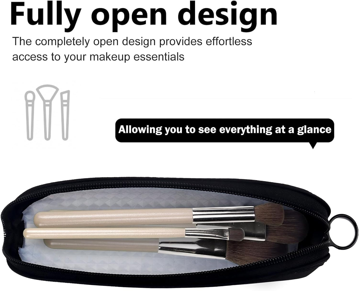 Aosbos Travel Makeup Brush Holder, Small Cosmetic Pouch Organizer for Brushes, Black Multi-functional Case - Aosbos Direct