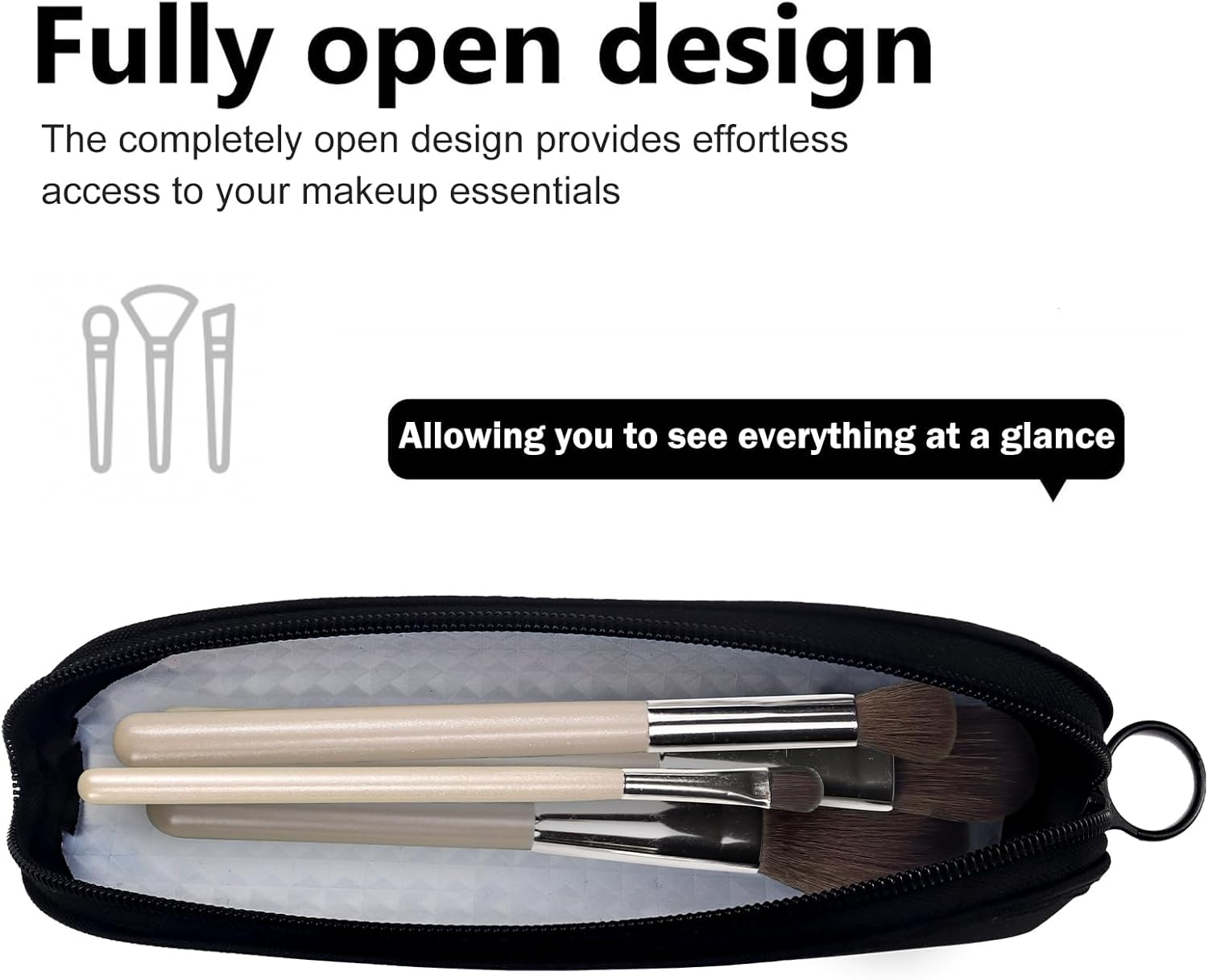 Aosbos Travel Makeup Brush Holder, Small Cosmetic Pouch Organizer for Brushes, Black Multi-functional Case - Aosbos Direct