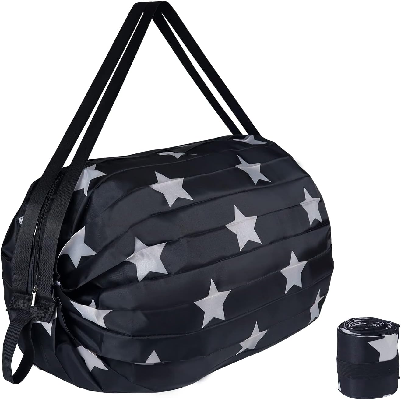 Aosbos Foldable Duffle Bag - Waterproof, Reusable Travel & Gym Backpack, Weekend Tote, Black Star - Aosbos Direct