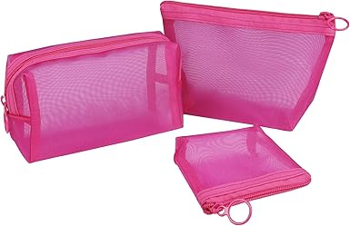 Aosbos 3-Piece Mesh Makeup Bag Set - Portable Cosmetic Pouch Organizer for Travel, Home & Office (3 Sizes) - Aosbos Direct