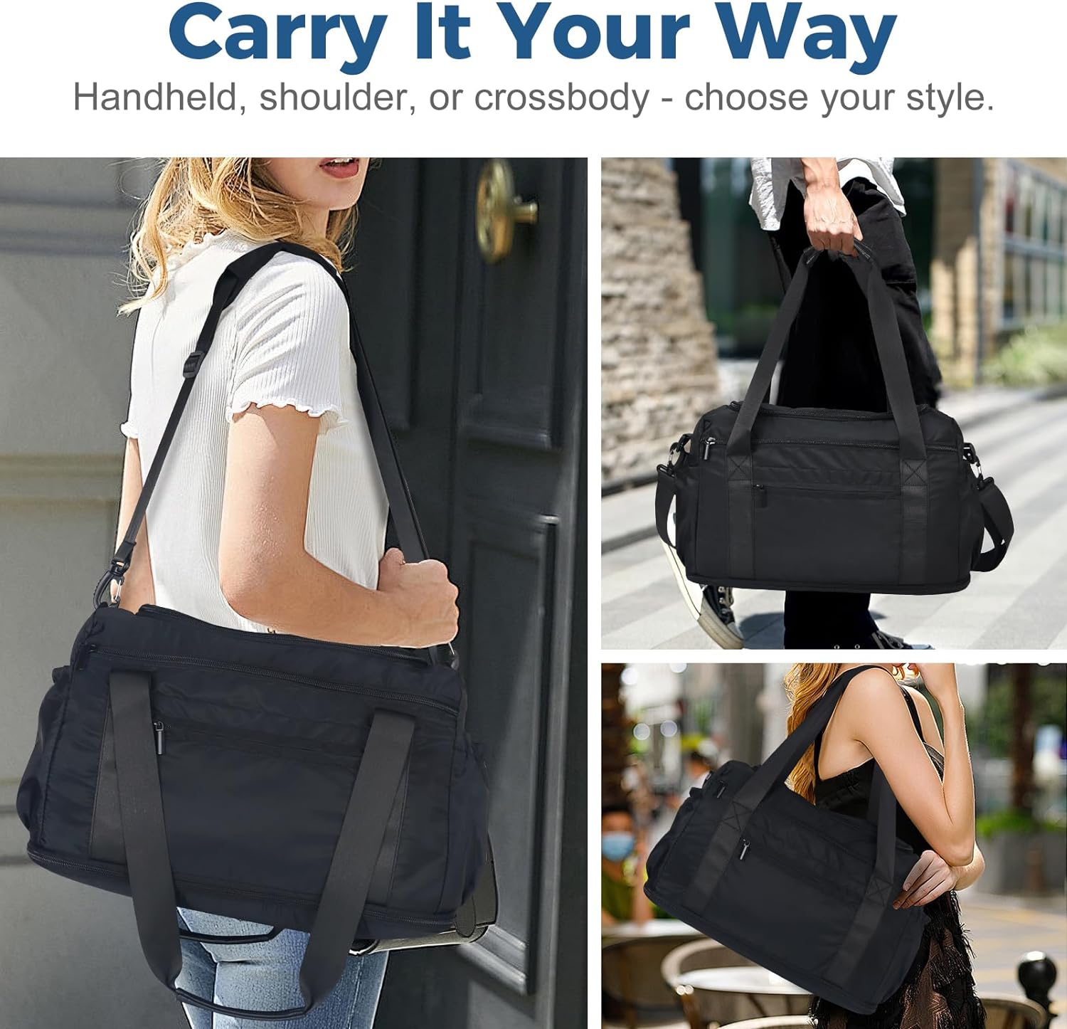 Aosbos Travel Duffle Bag - Expandable Weekender Bag for Airplanes, Carry On, Overnight, and Personal Item Travel - Aosbos Direct