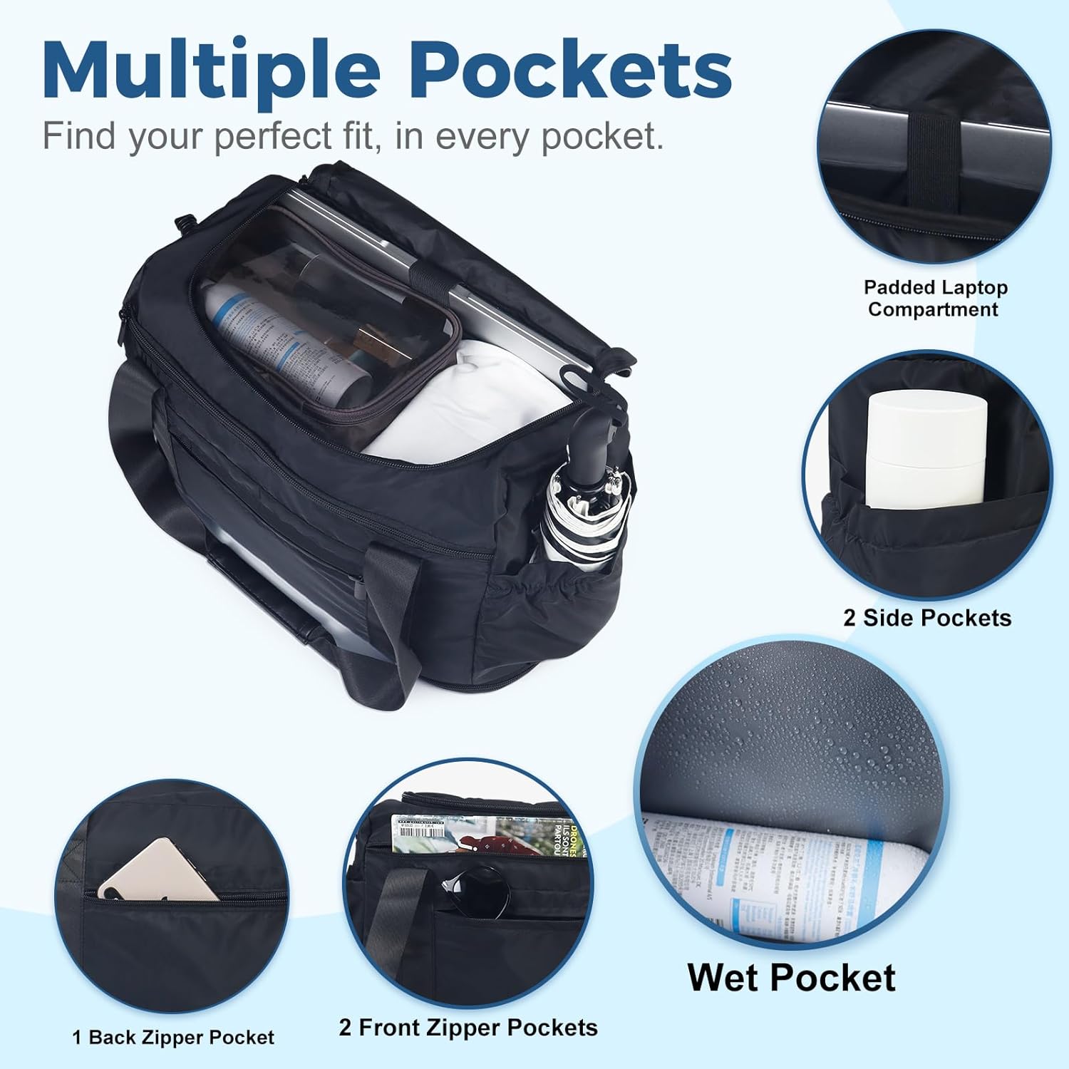 Aosbos Travel Duffle Bag - Expandable Weekender Bag for Airplanes, Carry On, Overnight, and Personal Item Travel - Aosbos Direct