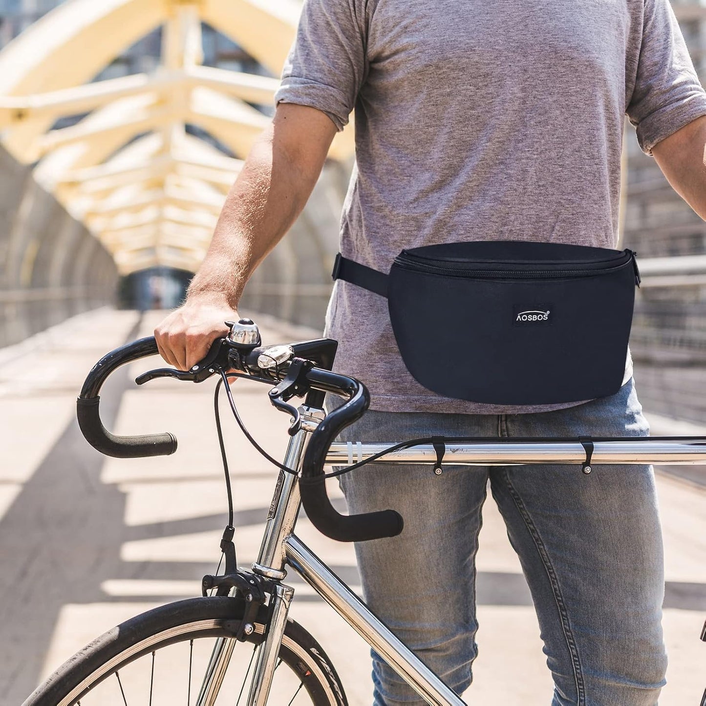 Aosbos Fanny Pack for Men & Women - Black Crossbody Waist Bag - Aosbos Direct
