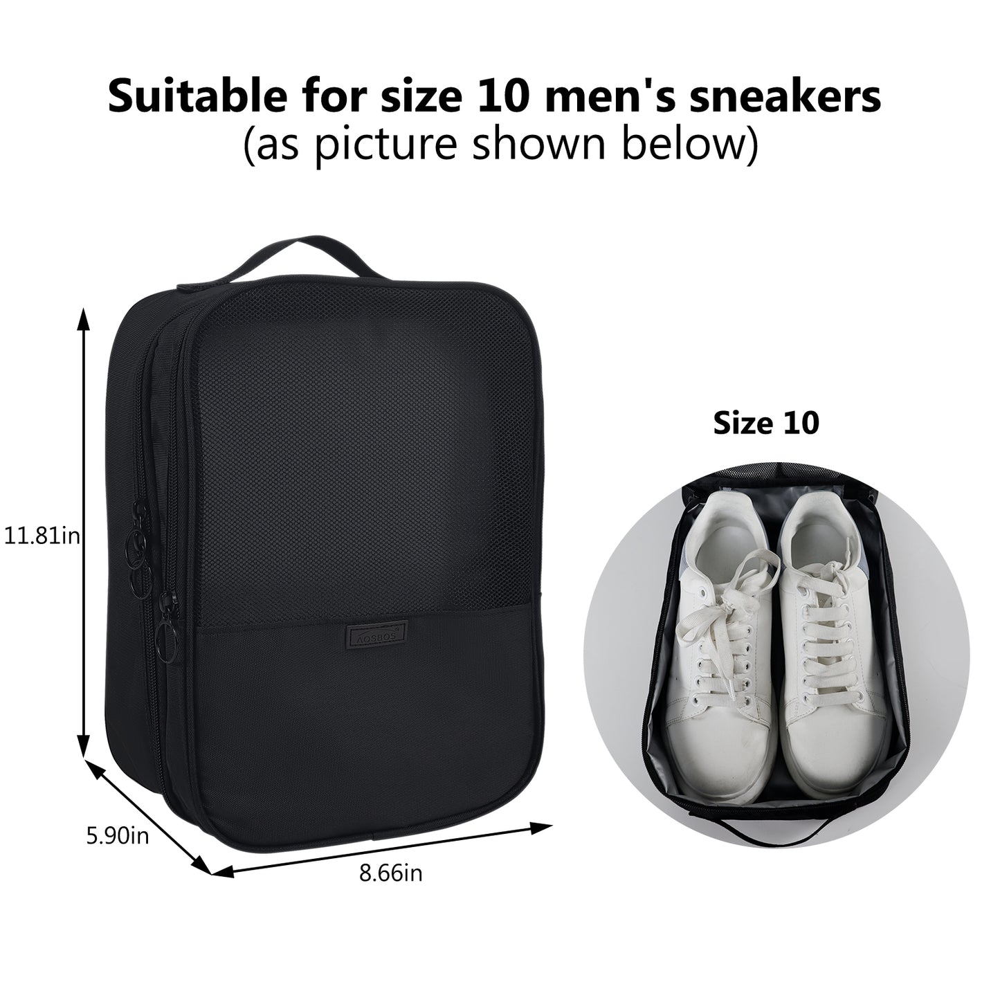 Aosbos 2-Layer Travel Shoe Bags with Trolley Sleeve - Portable Honeycomb Black Shoe Storage Pouch - Aosbos Direct