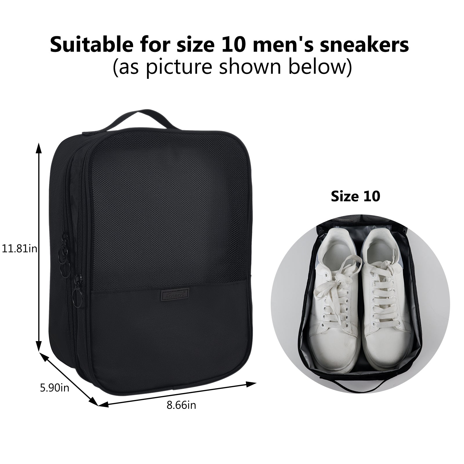Aosbos 2-Layer Travel Shoe Bags with Trolley Sleeve - Portable Honeycomb Black Shoe Storage Pouch - Aosbos Direct