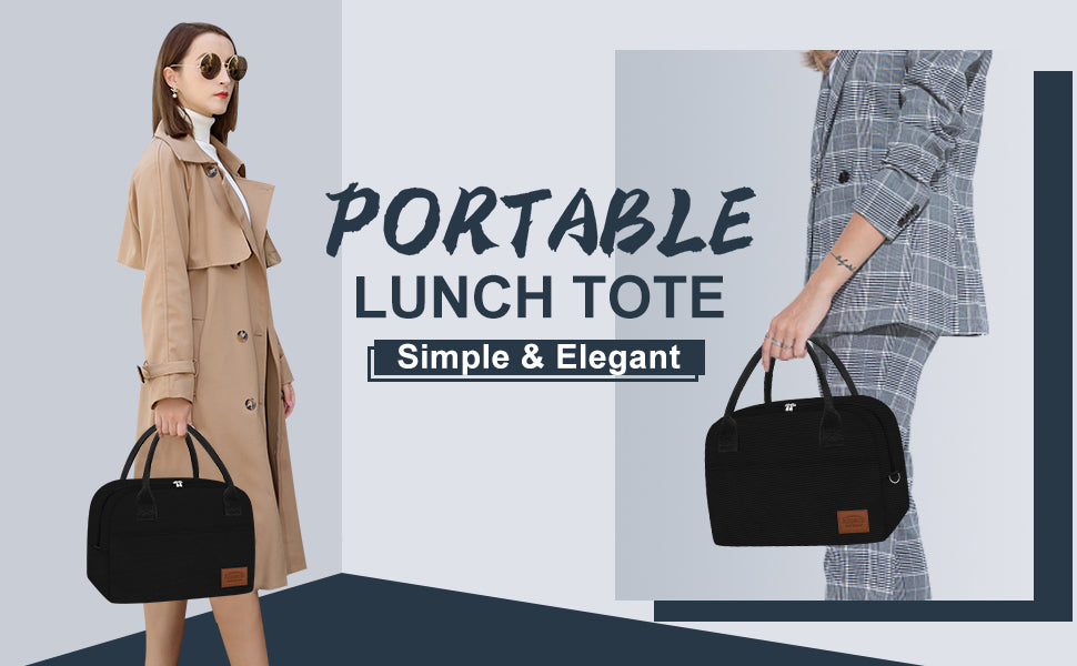Aosbos Insulated Lunch Box for Women - Thermal Lunch Tote Cooler Bag, Reusable Meal Prep Container, Black - Aosbos Direct