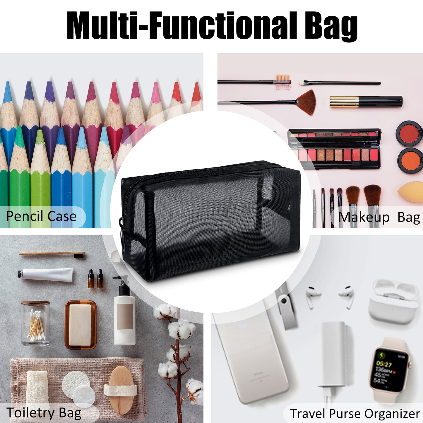 Aosbos Large Capacity Pencil Case Organizer with Zipper - Clear Pen Storage Pouch - Aosbos Direct
