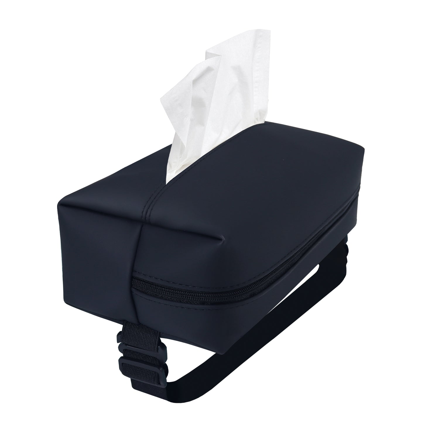 Aosbos Large Car Tissue Holder - Fits 120 Standard Tissue Boxes, PU Leather, Adjustable Elastic Band, Easy Installation for Backseat & Armrest - Black - Aosbos Direct