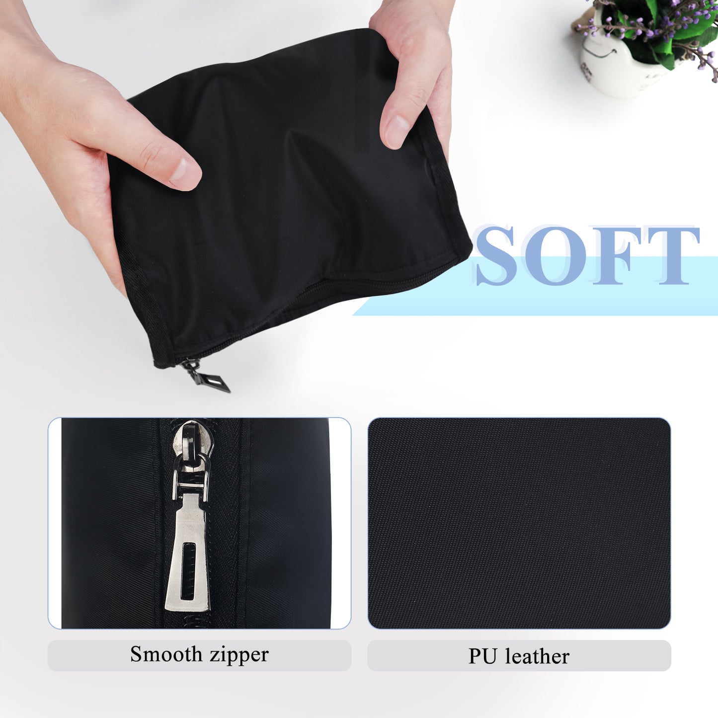 Aosbos Premium Small Makeup Bag, Compact Travel Cosmetic Pouch for Women, Black - Aosbos Direct