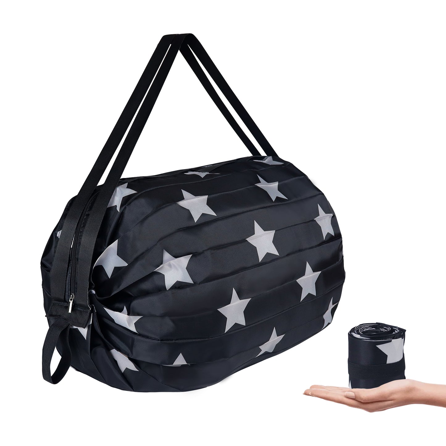 Aosbos Foldable Duffle Bag - Waterproof, Reusable Travel & Gym Backpack, Weekend Tote, Black Star - Aosbos Direct
