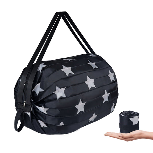 Aosbos Foldable Duffle Bag - Waterproof, Reusable Travel & Gym Backpack, Weekend Tote, Black Star - Aosbos Direct