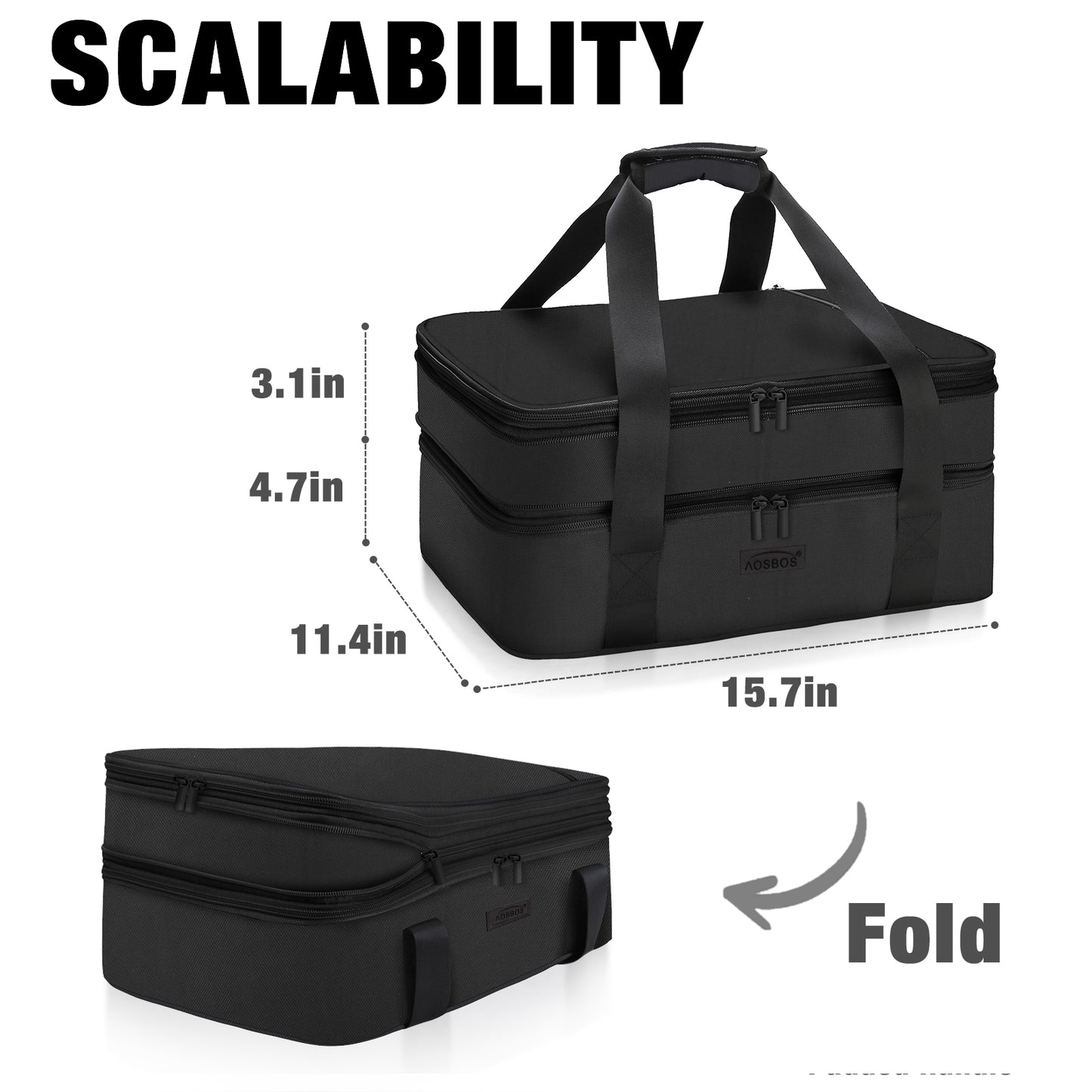 Aosbos Insulated Casserole Carrier for Hot/Cold Food, Fits 9 x 13 Inches, Expandable Food Bag - Aosbos Direct