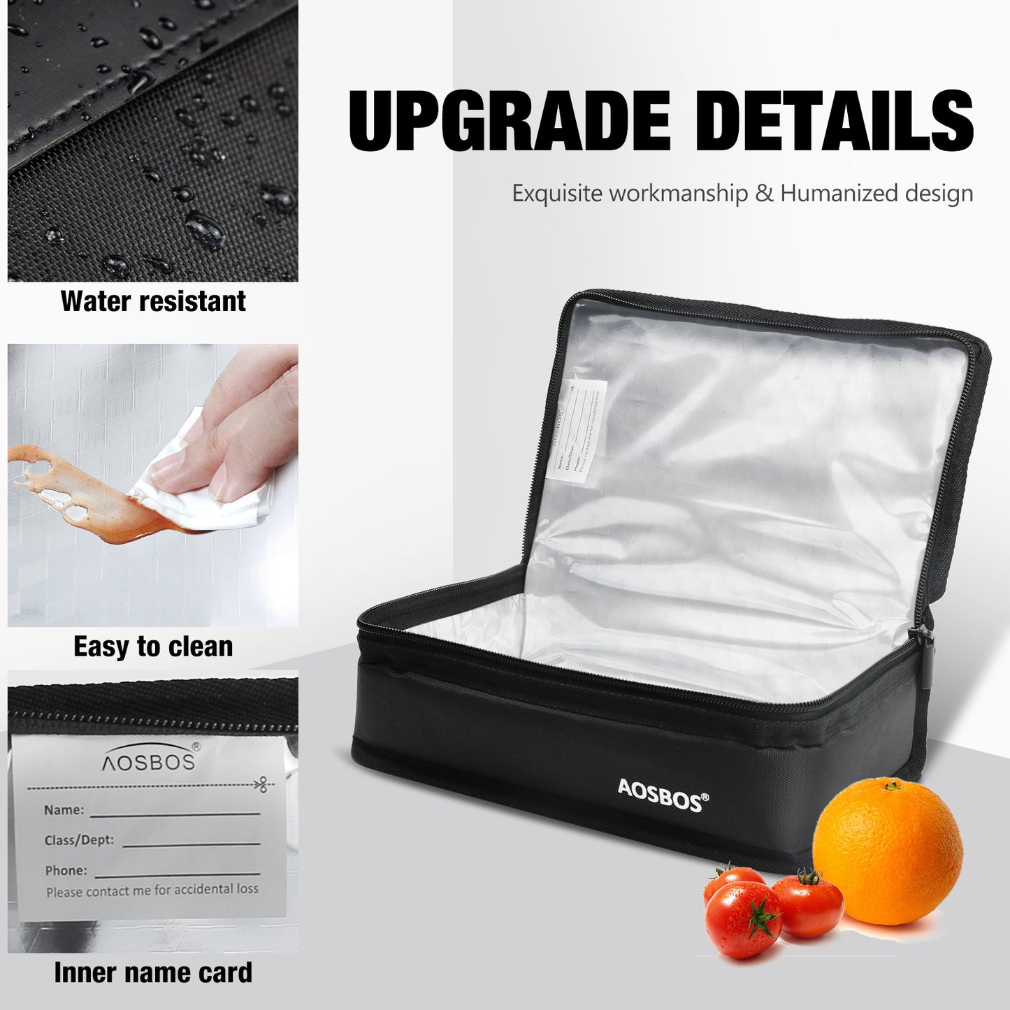 Aosbos Insulated Lunch Bag - Compact Thermal Mini Cooler for Men, Women, and Kids - Reusable Snack & Sandwich Storage - Black - Aosbos Direct