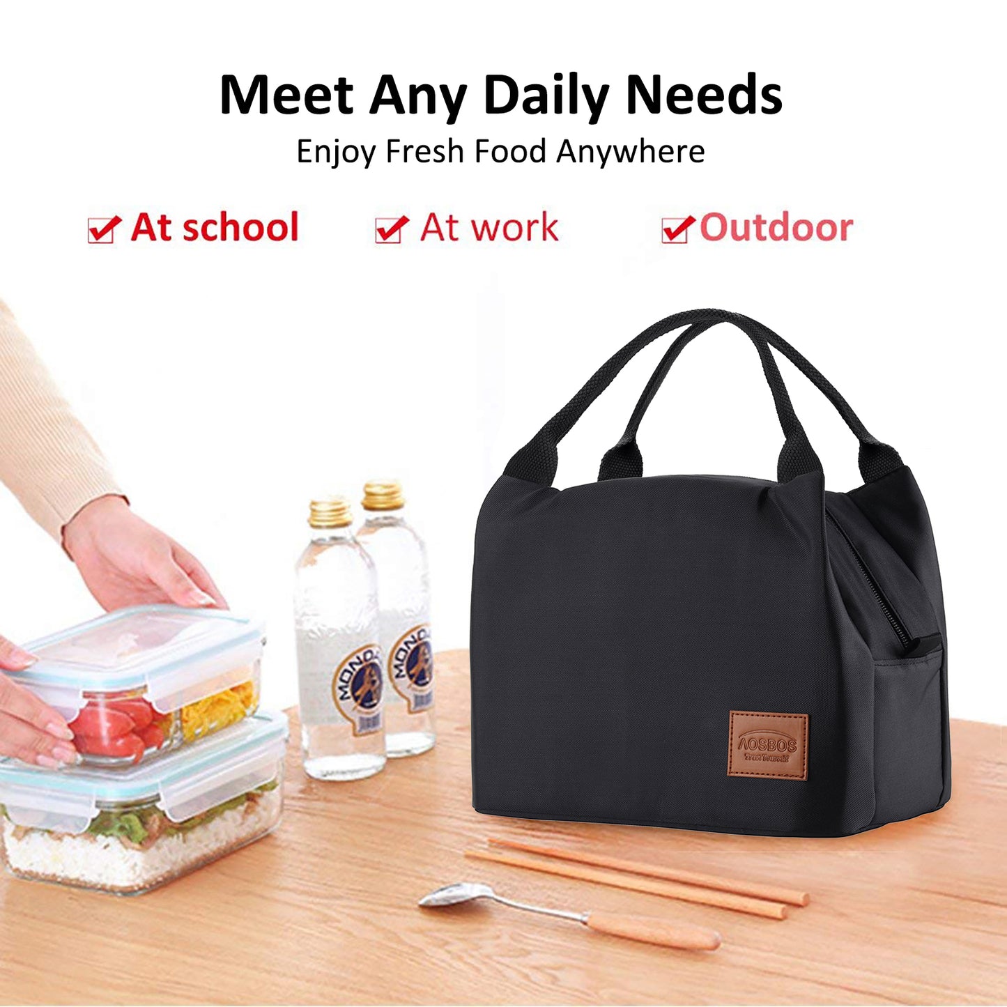 AOSBOS Insulated Lunch Bag for Women & Men - Tote Food Cooler Box - Aosbos Direct