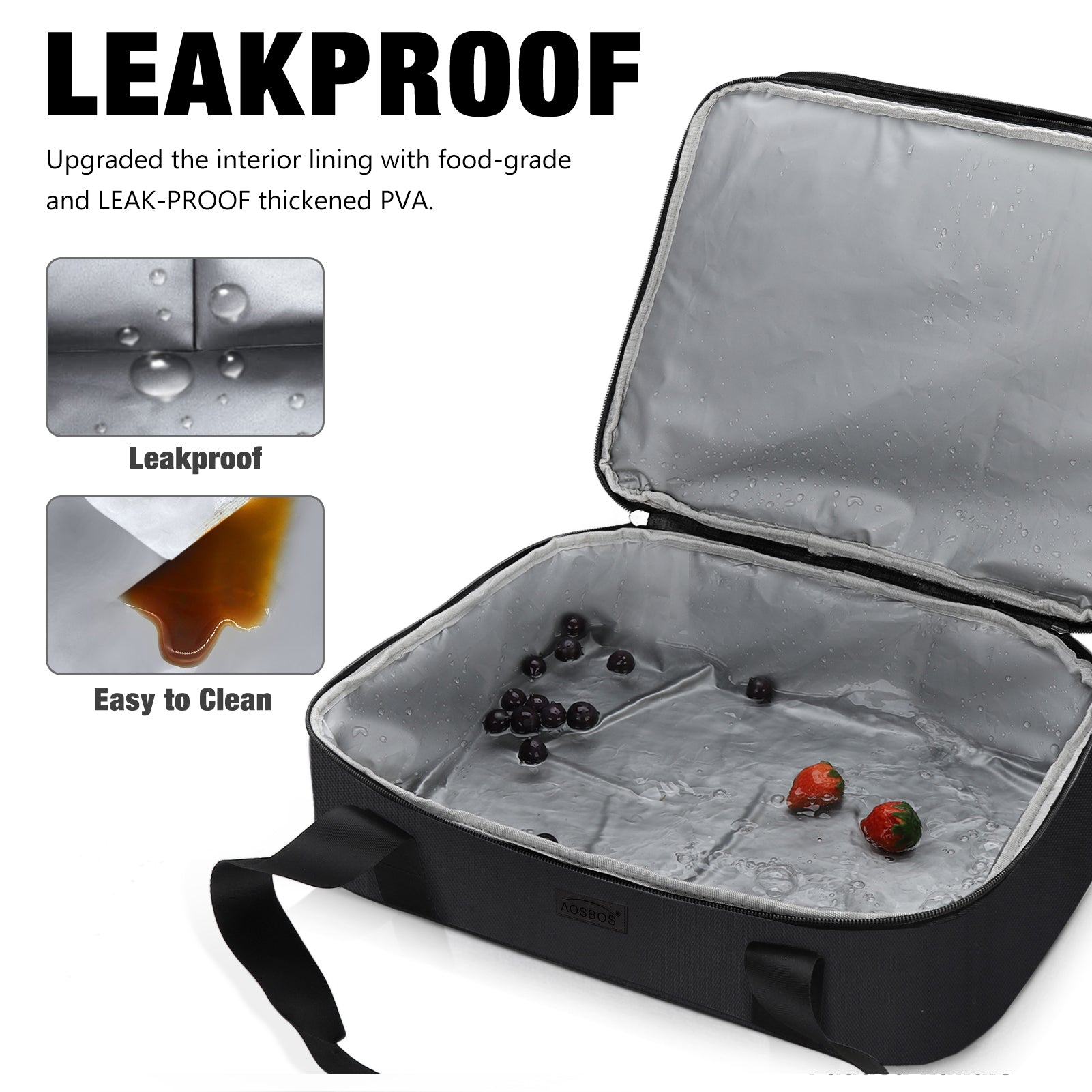 Aosbos Insulated Casserole Carrier for Hot/Cold Food, Fits 9 x 13 Inches, Expandable Food Bag - Aosbos Direct