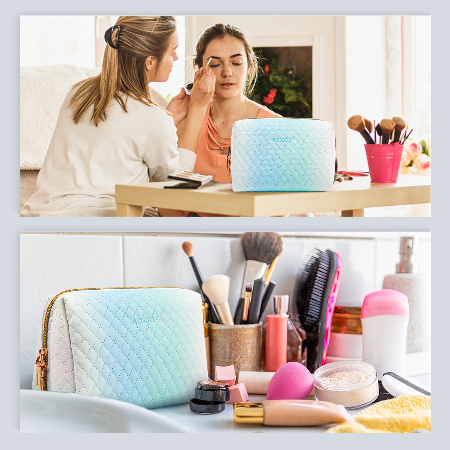 Aosbos Travel Makeup Bag - Zipper Cosmetic Pouch for Women & Girls, Essential Organizer - Aosbos Direct