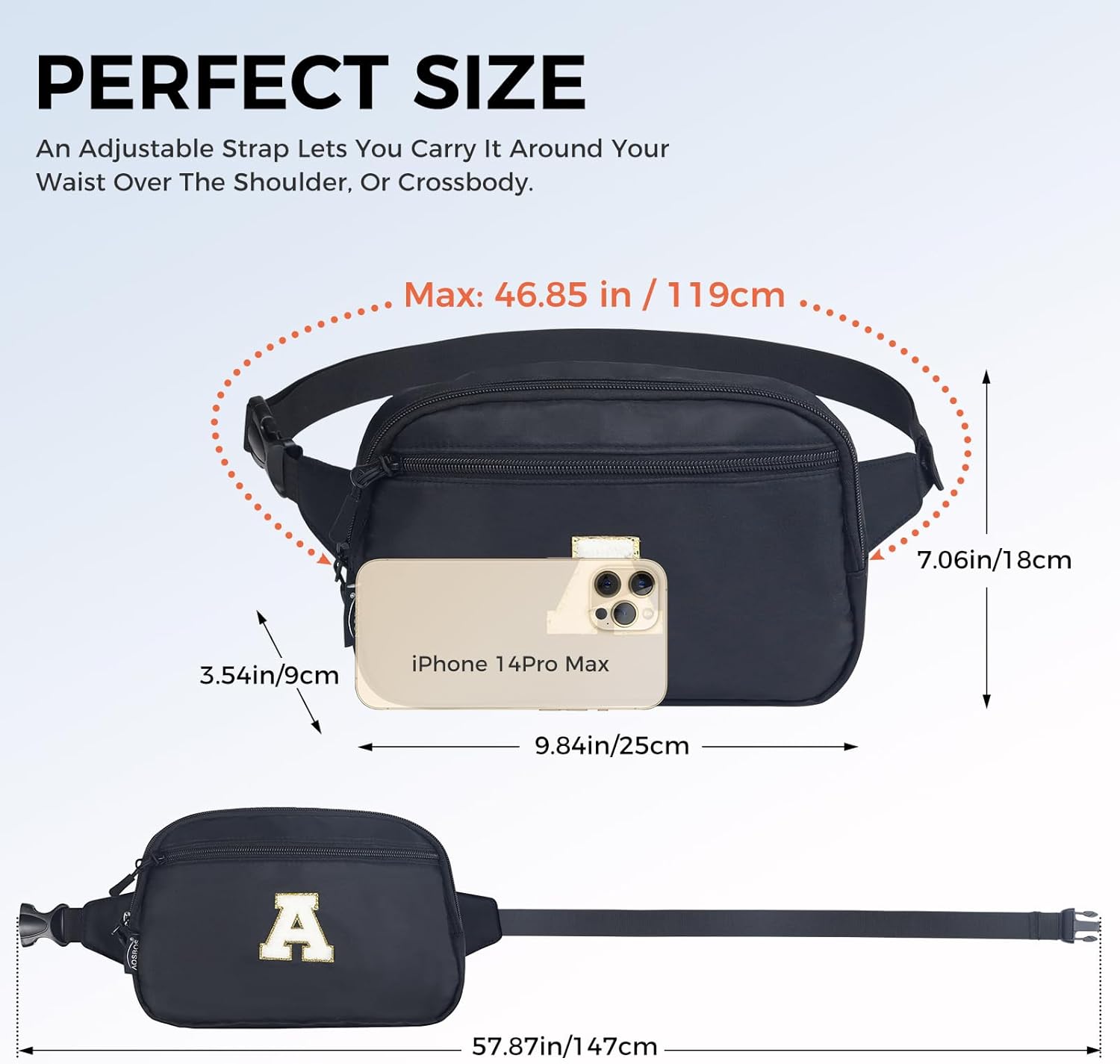 Aosbos Fanny Pack for Women Crossbody Bag | Adjustable Waist Pack with Multiple Compartments, Waterproof Travel Sling Bag for Running, Cycling, Dog Walking (Black, Gift Idea) - Aosbos Direct