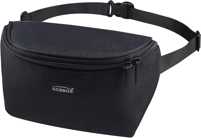 Aosbos Fanny Packs for Women Men Fanny Pack Cross Body Bags Belt Bag Waist Pack Bum Bag Hip Pack Crossbody Bag (Black)