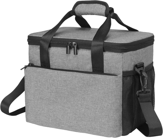 Aosbos Insulated Large Lunch Box 15L (24 Can) Leakproof Cooler Tote for Work, Picnic, Travel - Grey