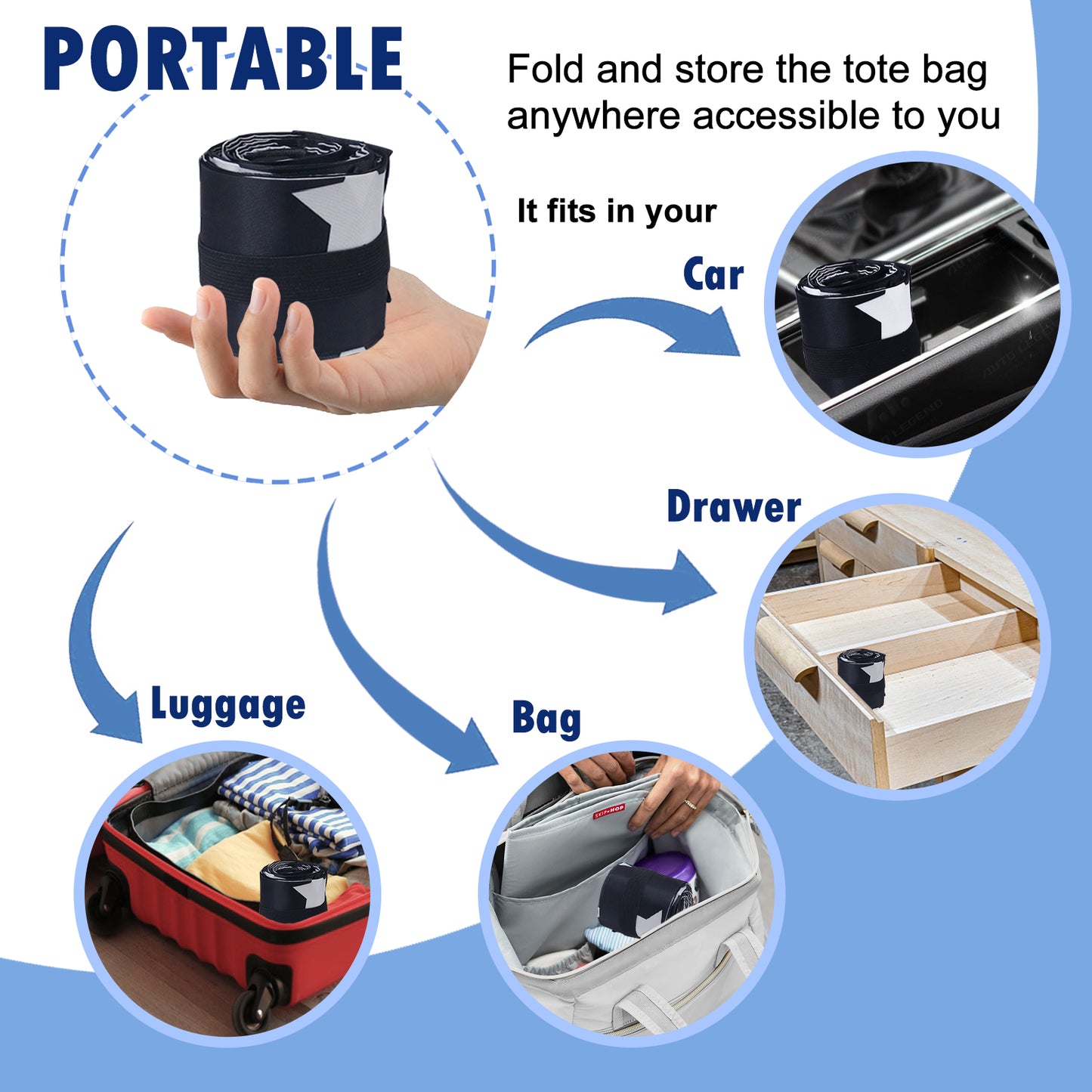 Foldable Shopping Bag Waterproof Travel Beach Bag Supermarket Grocery  Portable Shopper Bag